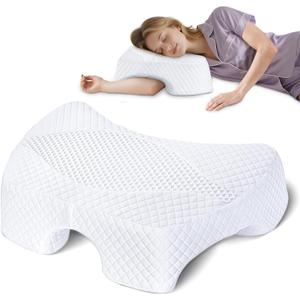 SAHEYER Side Sleeper Pillow with Arm Hole, Memory Foam Shoulder Pillow, Multi-Angle Armholes for Many Sleeping Positions, Ergonomic Support for Neck (White)