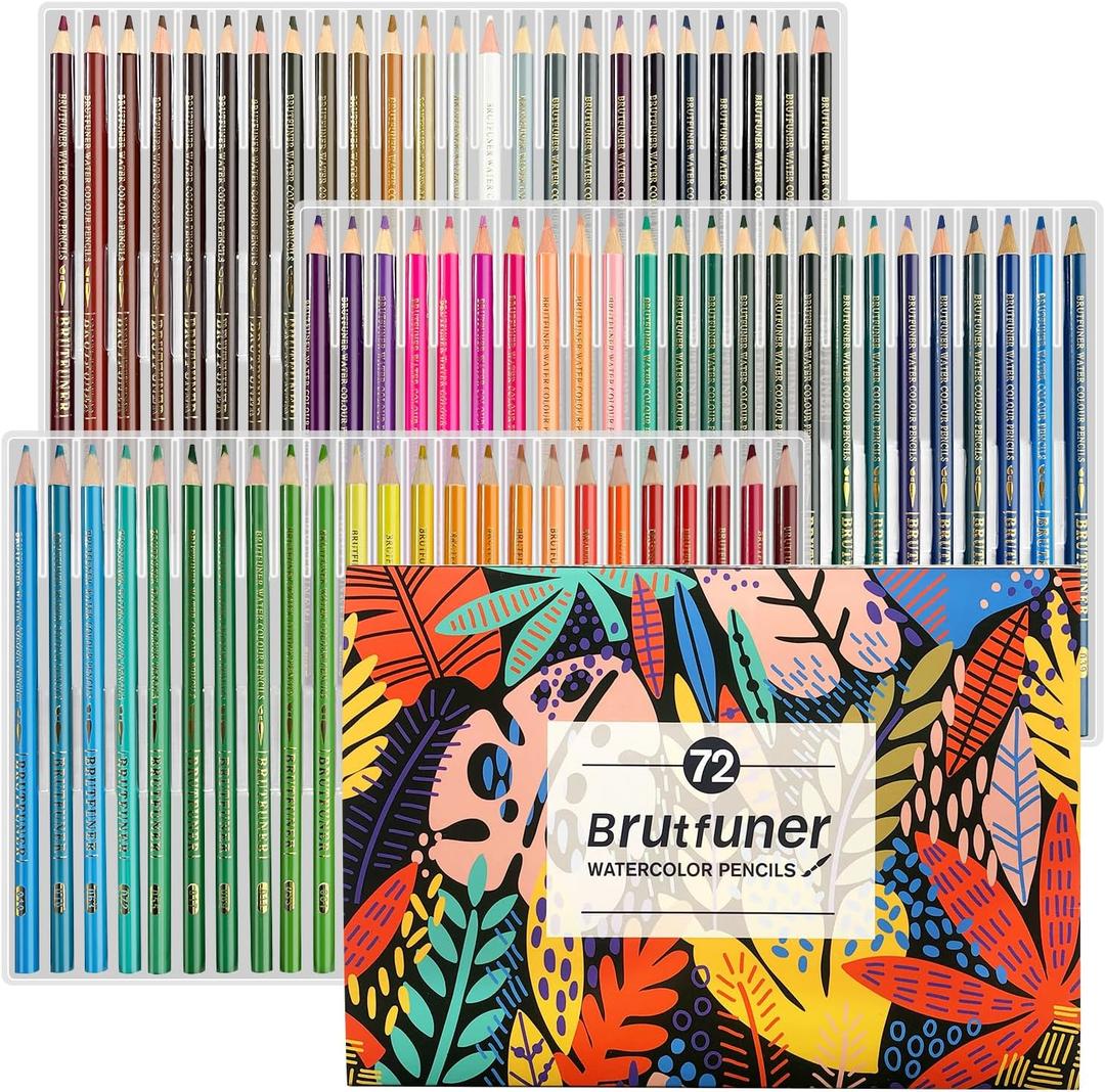 LBW Professional Watercolor Pencils for Adult Coloring Books, 72 Blendable Watecolor Pencils Set for Artists Beginners, Water Soluble Colored Pencils Wet or Dry