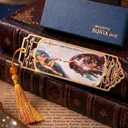 Saby Waby Premium Gold-Plated Brass Bookmark Gift Box - Limited Edition - Michelangelo Inspired Art Authentic Renaissance Style with Artistic Imperfection