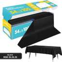 Black Plastic Table Cover Roll - 54IN x 100FT, Table Cloth for Rectangle Table with Slide Cutter, Plastic Table Cloth Disposable with Cut-to-Size Design for Weddings, Banquets, Parties, 1200" x 54"