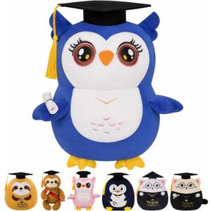 Owl Graduation Plush with Cap - Blue Owl Stuffed Animal with Diploma for Kindergarten Elementary Middle High School College Graduates 2026 Gifts Toy for Girls Boys Student Classmate 10 Inch
