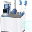 Toothbrush Holders for Bathrooms, Kids Electric Toothbrush and Toothpaste Holder, 4 Slots Tooth Brushing Holder for Bathroom Countertop Organizer and Storage, Bathroom Accessories (Grey)