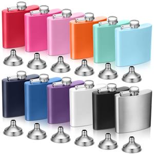 BALABALA Hip Flasks for Liquor for Men Women 12 pcs 8Oz Pink Stainless Steel Flask with 12 pcs Funnels for Wedding Party Groomsman Bridesmaid Birthdays Gift