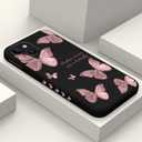 for iPhone 14 Plus Case Astronaut Butterfly Flower Pattern Soft Anti Scratch Microfiber Lining Inside Phone Cover, Anti Fingerprint Slim Fit Silicone Soft 14 Plus Phone Case-Butterfly Black