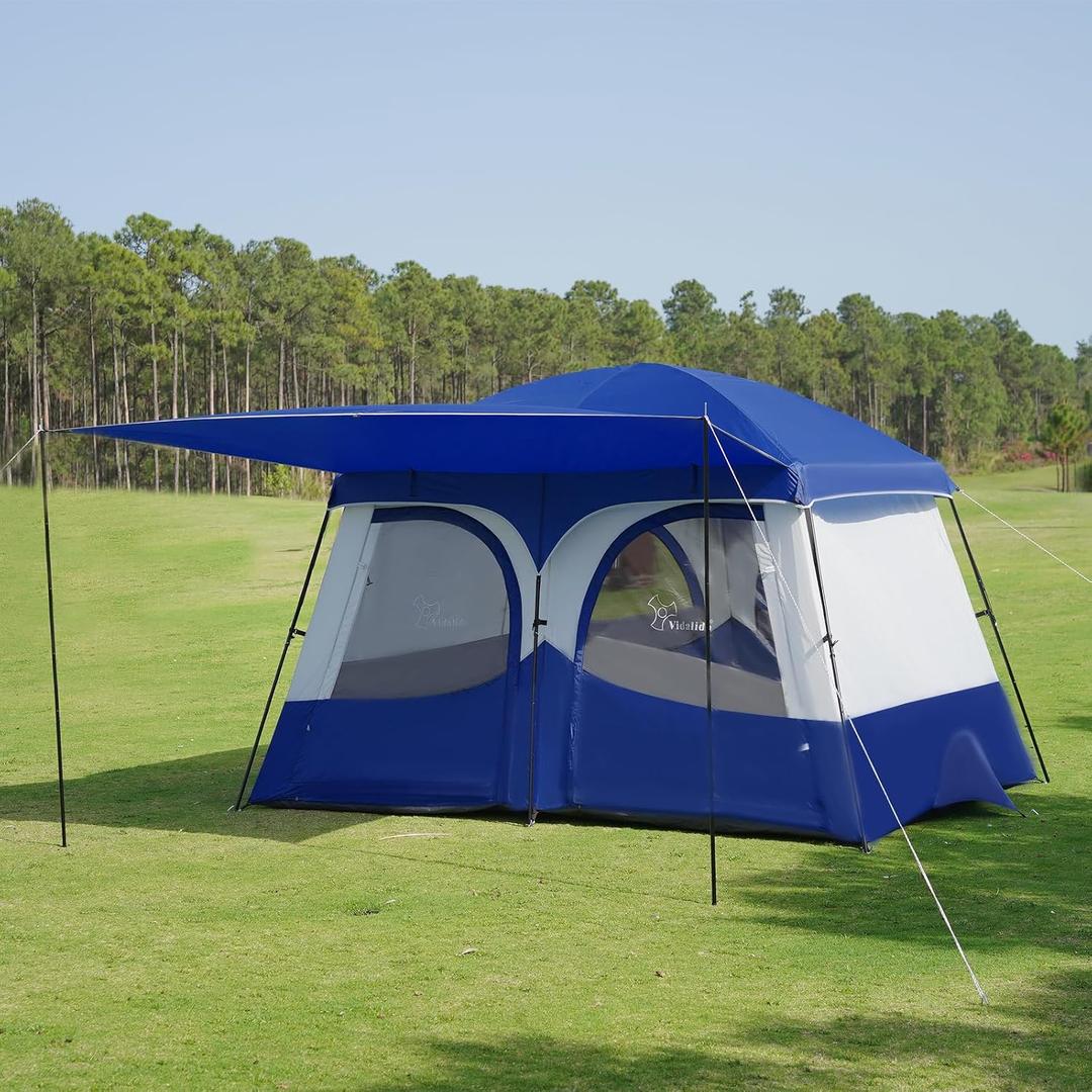 Vidalido Tents，3-4 Person Camping Tent with Extended Vestibule，Weather Resistant Family Tents with Breathable Mesh Windows，Easy Install Waterproof Outdoor Tent for Backpacking and Camping Hiking, 210 Cm X 300 Cm X 210 Cm