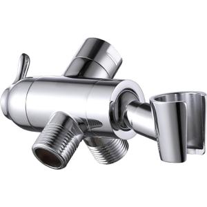 Shower Arm Diverter with Handshower Mount, G1/2 Brass Shower Diverter Valve Bathroom Universal Shower System Replacement for Handheld Shower and Fixed Shower Head(Polished Chrome)