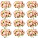 Tigeen Artificial Flowers Artificial Peonies Silk Flowers Faux Peony Fake Peony Silk Hydrangea Bouquet for Wedding Table Centerpiece Floral Vase Decor(Light Pink,12 Bundles)