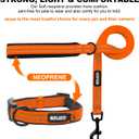azuza Durable Padded Dog Leash and Collar Set,Reflective Strip Extra Safe and Comfy for Large Dogs, Orange