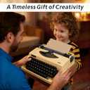 Beige Retro-Style Manual Typewriter, Mechanical Keys Writing Machine with Carrying Case, Includes 2 Ink Ribbons and 100 Kraft Paper Sheets, Collector Decor