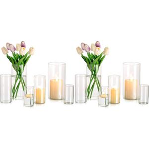 Glasseam Cylinder Vases Set of 12, Hurricane Candle Holder Clear Different Sizes, Modern Glass Cylinder Vase, Glass Vases for Centerpieces for Home Decor Wedding Centerpieces, Events, 4''+ 6''+7.8''