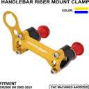 Motorcycle Handlebar Risers 1 1/8" Handlebar Mount Clamp for DRZ 400 DRZ400 DRZ400SM DRZ400E DRZ400S 2005-2024 Gold