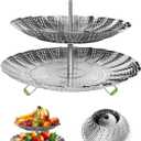 Double Layer Steamer Basket for Cooking - Large Capacity 2-in-1 Stainless Steel Vegetable Steamers, Expandable 5.4-11 Inches Adjustable Steamer Insert for Pots/Instant Pot, Dual Layer Steamers for Baby Food/Seafood/Dumplings