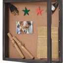 Extra Large Shadow Box 20x20, Square Shadow Boxes Display Cases with Hinged Door, Big Memorial Display Box for Weddings Bouquet Flowers Jersey - Weathered Black