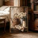 Framed Rustic Daisy Wall Art Farmhouse Bathroom Wall Decor Vintage Country Flower Painting Pictures Spring Summer Poster Prints Rustic Decor Artwork for Bedroom Living Room Home Decoration 16X24in