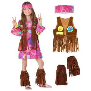 Morph 70s Outfits For Girls, Girl Hippie Costume, 60s Outfits For Girls, Hippie Costume For Kids, Kid Disco Outfit, Pink, XXL