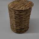 Ctosree 1.3 Gallons Small Wicker Trash Can with Lid Handle Woven Wicker Rattan Bathroom Waste Basket Boho Trash Basket with 100 Plastic Garbage Bags for Bedroom Office Laundry (Classic Style) (1.3 Gallons)