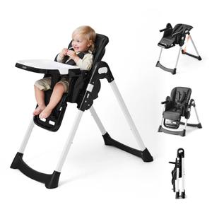 Tinyiota 4 in 1 High Chair for Babies and Toddlers with Wheels, 8-Height Adjustable & 3-Position Recline, Easy Clean, Dishwasher Removable Tray, Foldable HighChair for Infant, Meets ASTM Safety, Black