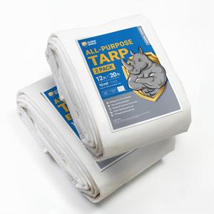 GUARD SHIELD Tarps Heavy Duty Waterproof 12x20 Feet White Poly Tarp Cover Outdoor Thick UV Resistant Tarpaulin with Grommets 10mil (2-Pack)
