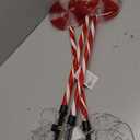 Alpine Corporation 28" Tall Outdoor Christmas Candy Cane Pathway Stake Lights with Multi-FunctionLED, Set of 3, Festive Lawn and Garden Holiday Decor, Red and White