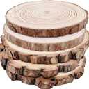 Natural Round Discs Rustic Wood Slices 5 Pcs 7-8 inch Unfinished Wood kit Circles Crafts Tree Slices with Bark Log Discs for DIY Arts and Wedding Christmas Ornaments