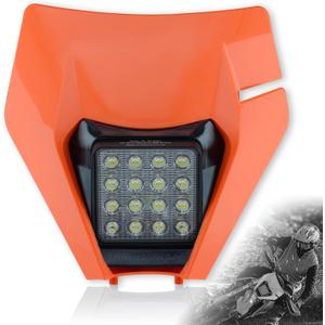 Dirt Bike Headlight,LED Enduro Pit Bike Light Kit Universal For Most Dirt Pit Bike Motorcycle EXC SXF Orange