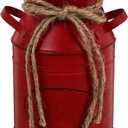 ABOOFAN Galvanized Metal Vases Rustic Milk Can Jug Vintage Farmhouse Bucket Decorative French Bucket Pots Primitive Flower Holder for Wedding Table Centerpiece Decor Red