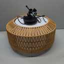 Farmhouse Chandelier Light Fixture, 5-Light Boho Rattan Chandelier with Fabirc Shade, Handwoven Farmhouse Hanging Light Fixture for Dining Room, Natural Original Color, 16''