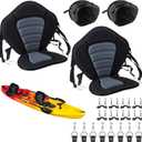 Kayak Seat Deluxe Padded Fishing Boat Seat Deluxe Sit-On-Top Canoe Seat Cushioned - Comfortable Backrest Support Universal Sit with Adjustable Back Strap Detachable Storage Bag