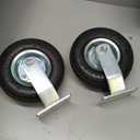 RRQ 10 Inch Caster Wheels, Pneumatic Rigid Caster Wheels with Zinc Top Plate for Cart, Dolly, Trolley, Workbench and Wagon, All Terrain Casters, Black Rubber Wheels, 600 Lbs Total Capacity (2 Pack)