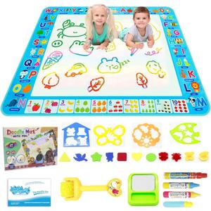 Water Doodle Mat Kids Painting Writing Board Mess Free Doodle Drawing Mat Educational Toys Gifts 40X 32 Inches Extra Large Coloring Mats for Toddlers Boys Girls Age 3 4 5 6 7 8 9 10 11 12 Year Old