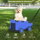 Mini Dog Strollers for Mini Pets, Foldable Multifunctional Shopping Carts with Extendable Pull Handle, Doggie Wagon Built-in Cushion and Safety Rope with Storage Bag (Blue)