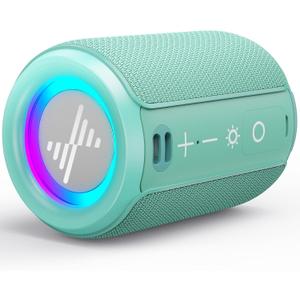 LENRUE Small Portable Bluetooth Speaker with Lights, TWS Stereo Surround Sound, Type C Powered, Bluetooth 5.3, TF Card Input, Wireless for Outdoor Home, Coolest Gifts (Green)