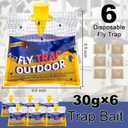 Disposable Fly Traps 6 Pack Bags Outdoor, Flies Catcher Traps with Natural Pre-Bait Refill Repellent, Reusable Stable Horse Ranch Trapper Outdoor Hanging Fly Killer Helps Control Flies