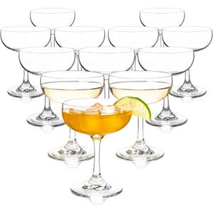 Champagne Glasses Set of 12-7oz Elegant Coupe Glasses, Crystal Cocktail Glasses for Martini, Champagne, Desserts, Home Bar, Wedding, and Party (12 PCS)