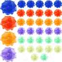 Raiten 36 Pack Mini Shower Loofah Bulk Small Bath Sponge Assorted Colors Exfoliating Mesh Loofah Sponge Travel Shower Puff Colorful Bath Pouf Body Wash Multi Color Bath Scrubber for Women