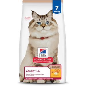 Hill's Science Diet Adult 1-6 No Corn, Wheat or Soy Dry Cat Food, Chicken, 7 lb. Bag (BBD 08/31/26)