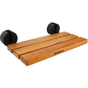 20" Teak Folding Shower Seat Wall Mounted, Fold Down Shower Seat for Inside Shower, Home Care Teak Folding Shower Seat, Wall Mounted Shower Bench with 400 Lb. Weight Capacity