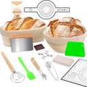 Large Sourdough Bread Baking Supplies, 10 Inch Round &12 Oval Banneton Bread Proofing Basket, Sourdough Starter Kit for Making Baking Fermentation