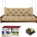 Astgurop Swing Cushions for Outdoor Furniture +Towel, 5" Thick Waterproof 3 Seat Replacement for Porch Patio Swing,Garden Bench Khaki, Size: 60*40*5 in