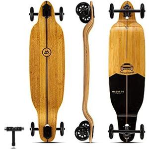 Magneto Longboards Bamboo Longboards for Cruising, Carving, Free-Style, Downhill and Dancing (Bamboo Drop & Fiberglass Through Longboard)