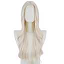 FREE BEAUTY Long platinum Blonde Wavy Wig for Women Middle Part Curly Wavy Wig Natural Looking Synthetic Heat Resistant Fiber Wig for Daily Party Use 26 Inch