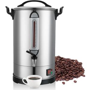 Commercial Coffee Urn Large Coffee Maker 100 Cup Coffee Maker Industrial Coffee Dispenser 1300W Quick Brew Dual Wall Stainless Steel Hot Water Urn Tea Maker Machine for Wedding, Catering, Events