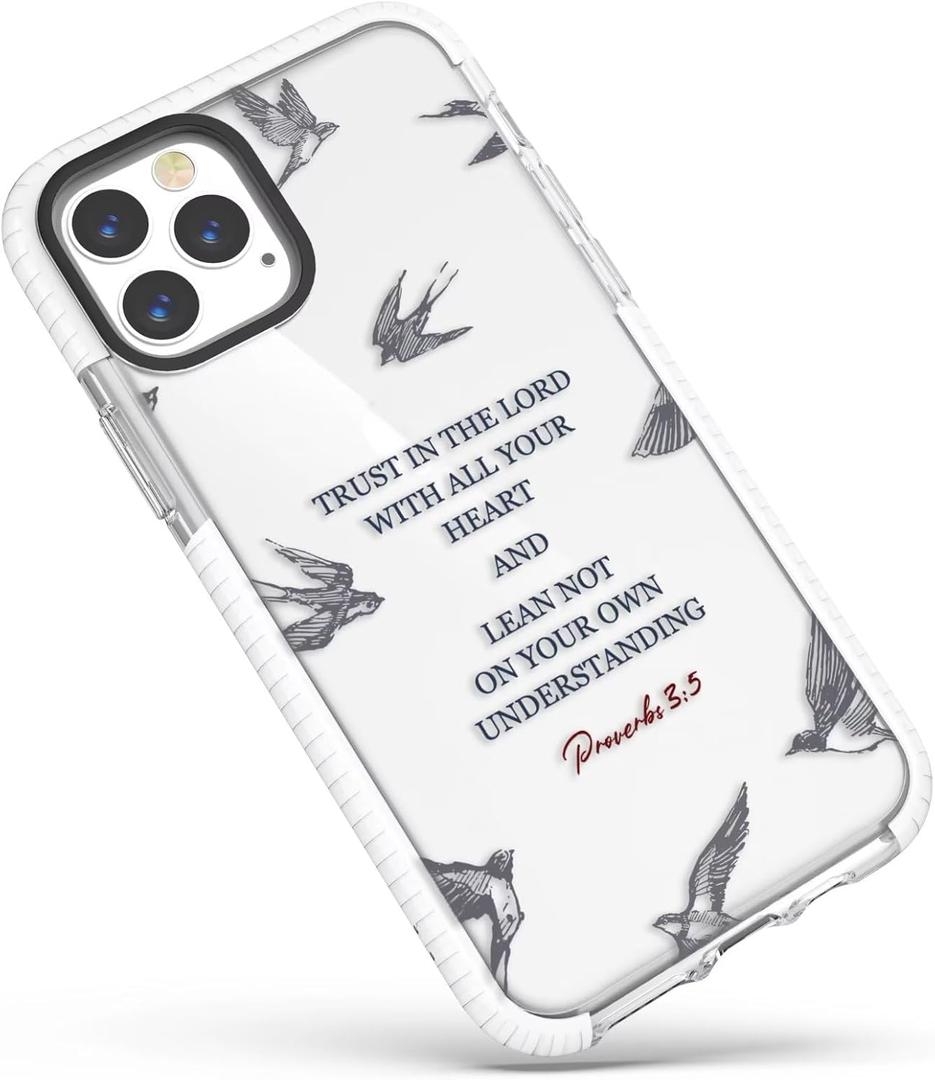 Cute Case Compatible for iPhone 15 Pro Max Bible Verses for Girls Women,Christian Inspirational Proverbs 3:5 Quotes Swallow Soft Protective Case Compatible with iPhone 15 Pro Max
