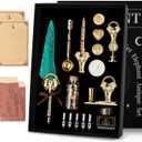 NC Feather Quill Pen Set - Calligraphy Ink Set, Dip Pen, Valentine's Day Gift, Holiday Ideal (Green)