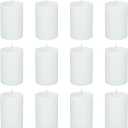 12 Pack 2x3 Inch Pillar Candles, Unscented Column Candles for Home Restaurants Spa Church Weddings, Smokeless Dripless and Clean Burning Emergency Candle - White