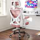 Ergalithic Office Home Ergonomic Desk Chair-Computer X-Shaped Chair Mesh PU Leather with Adjustable Lumbar Support-Executive Chair High Back with Headrest Flip-Up Arms for Long Hours (Dark Pink), 24.8 inches W x 25.6 inches D x 45.2-49.2 inches H