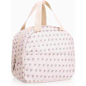 Insulated Lunch Bag for Women Men Adults, Quilted Lunch Tote Bag, Floral Women Lunch Tote with Front Pocket Lunch Box Container Cooler Bag for Work Picnic