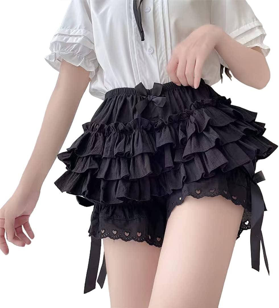 Vibsion Womens Lolita Bloomers Plush Ruffles Pumpkin Pants Bottom Shorts