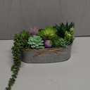 Winlyn 10" Artificial Succulent Arrangement Centerpiece Fake Succulent Plants in Rustic Metal Oval Planter Faux Potted Succulents for Home Office Bedroom Table Windowsill Shelf Mantel Decor