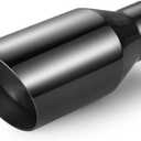 Exhaust Tip 3 Inch Inlet, 3" Inlet 5" Outlet 12" Overall Length Stainless Steel Chrome-Plated Exhaust Pipe,Angle Cut,Weld On,Chrome Black